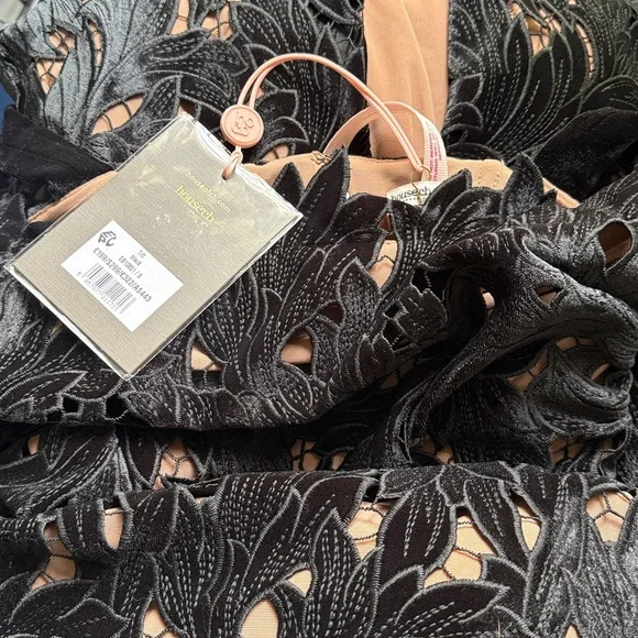 House of CB 'Tiff' Black Velvet Lace Maxi Dress NWT